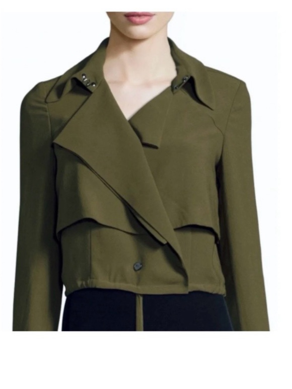 Haute Hippie Olive Draped Cropped Utility Jacket
